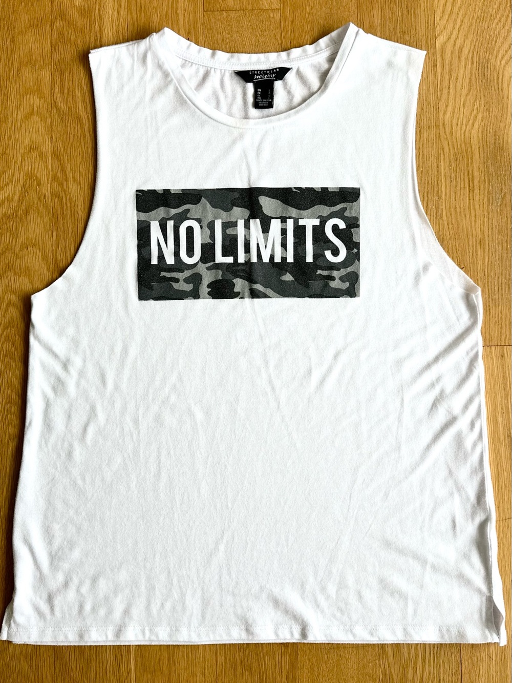 Streetwear Society White Tank with Black & Gray Camo Logo